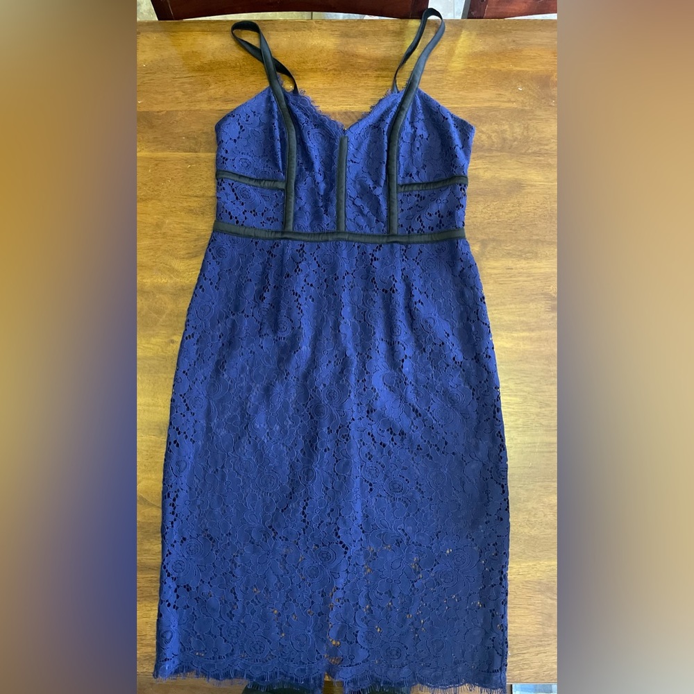 Express Dress Navy Blue Sz 10 Lace - Picture 2 of 5